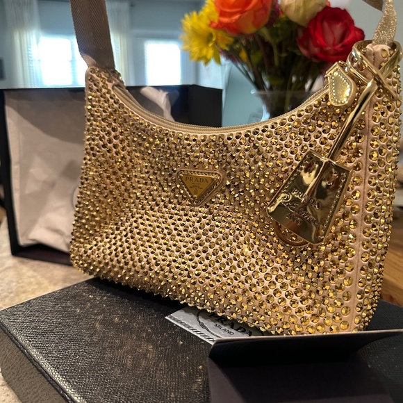 Prada Re-Edition mini satin bag with crystals - Picture 1 of 7